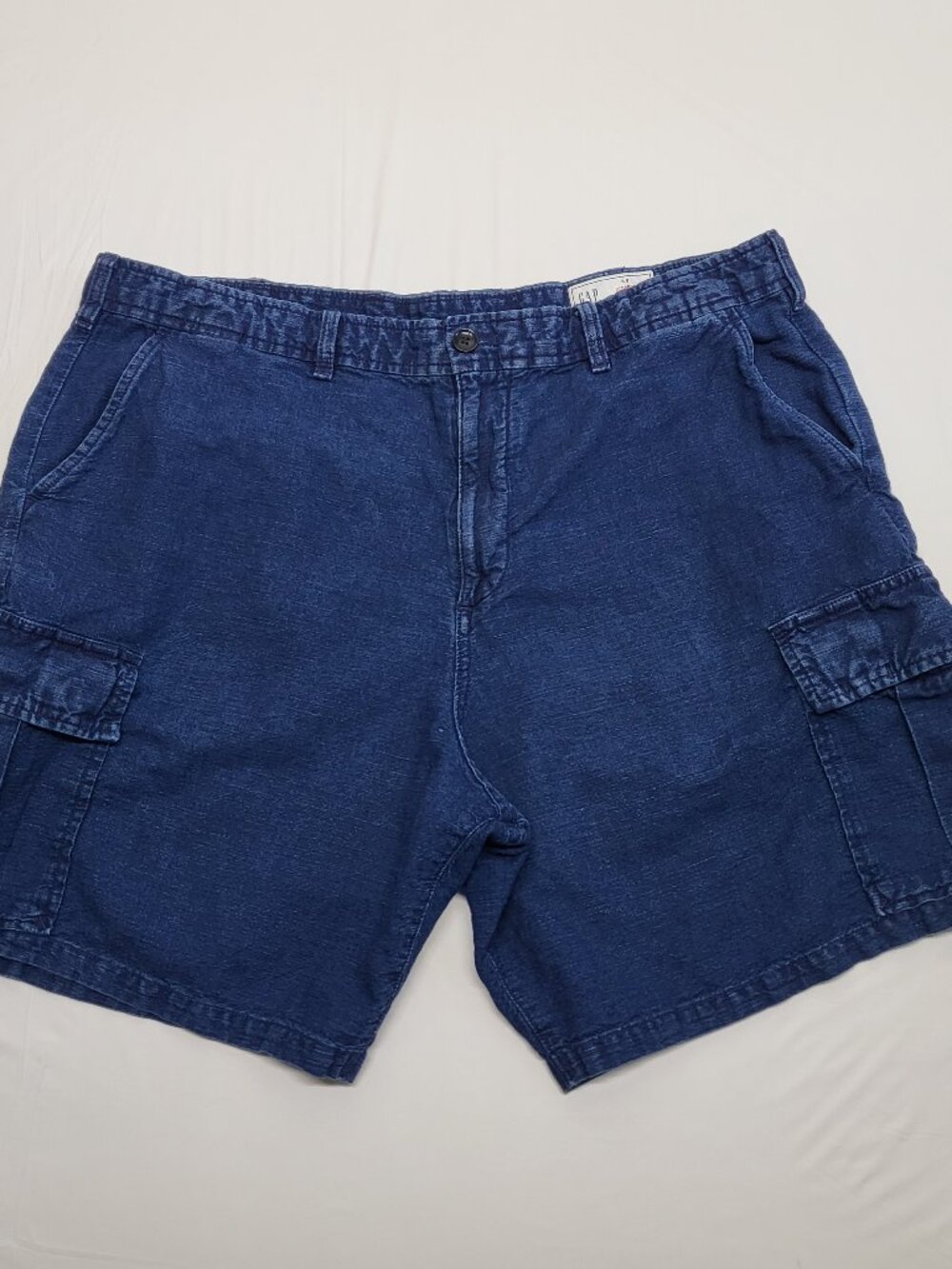 Gap Mens Cargo Shorts Linen Blend Size 38 Blue 8" Inseam